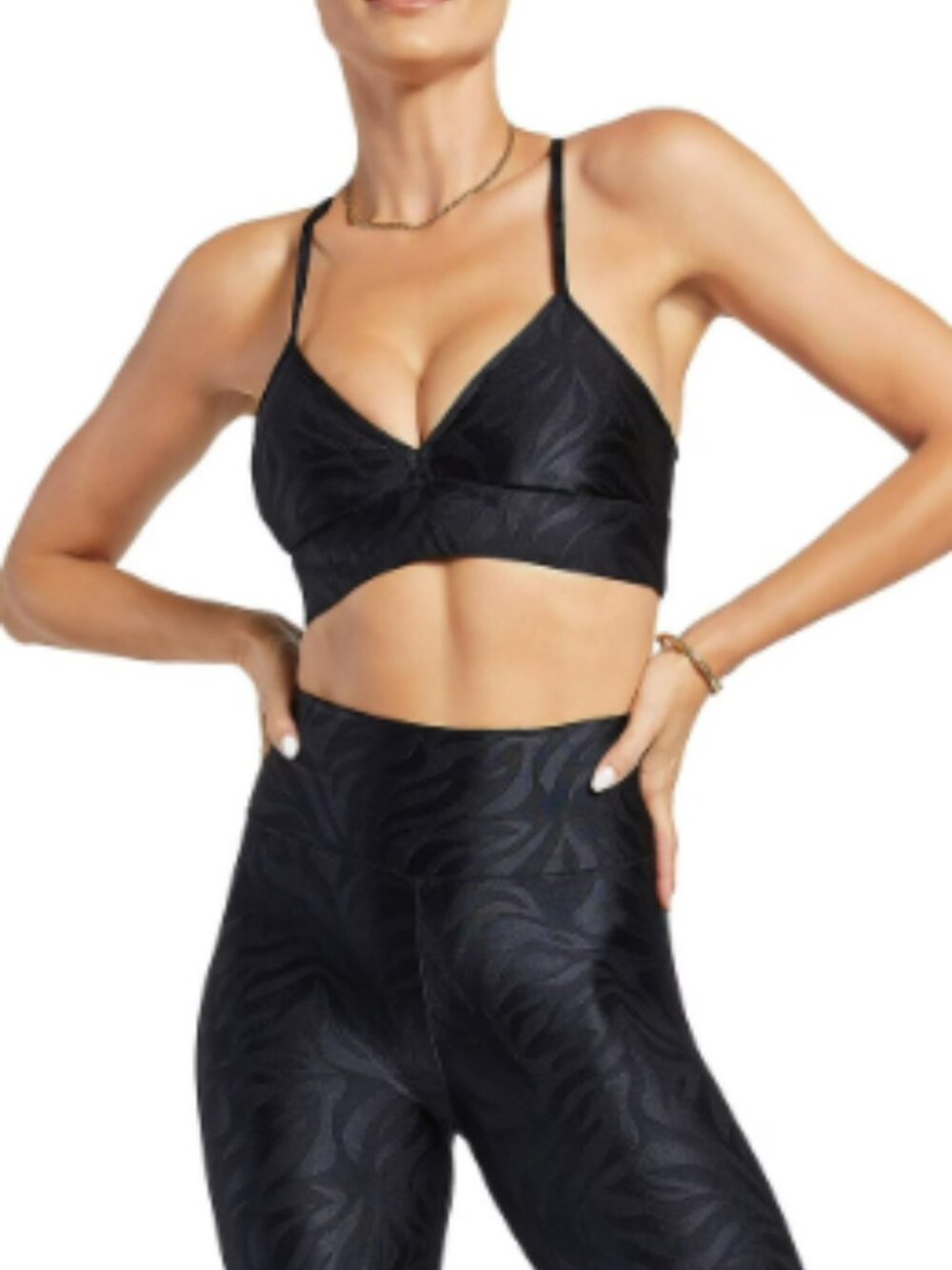 Koral Era Foliage Racerback Sports Bra in Black Size Medium Activewear Gym Train